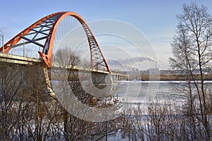 Bugrinsky bridge over the Ob river in winter 3