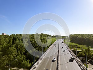 Bugrinsky bridge road to the left coast of river ob