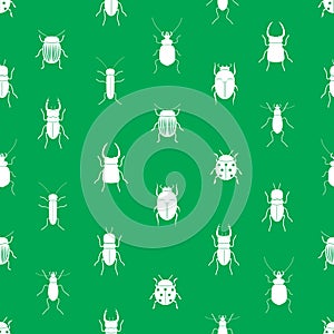 Bugs and beetles simple seamless green pattern
