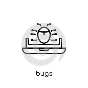 Bugs icon. Trendy modern flat linear vector Bugs icon on white b