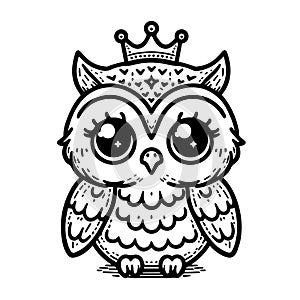 Vector hand drawn owl outline childish illustration photo