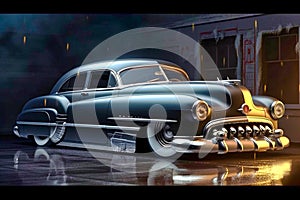 1950 Buick 8 cartoon lowrider, Generative AI