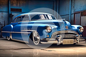 1950 Buick 8 cartoon lowrider, Generative AI