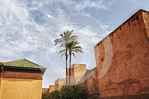 Buiding exterior of the Saadian tombs in Marrakech, Morocco