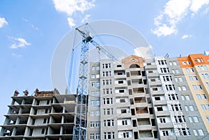Buiding housing complex construction crane