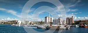 Buidings and boats on Canakkale shore