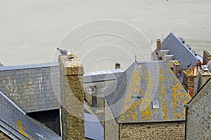Buidings and roofs in Mont Saint Michele in France, Normandy
