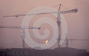 Buidling site and sunset