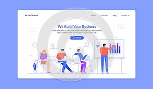 Build business learn presentation chart and graphic landing page