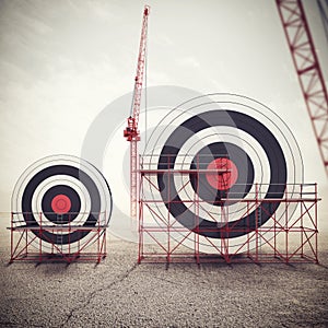 Build a business target and achieve more important goals . Mixed media 3D illustration