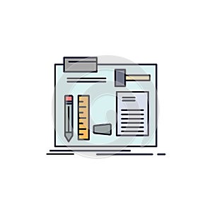 Build, construct, diy, engineer, workshop Flat Color Icon Vector
