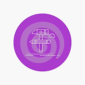 Build, design, develop, tool, tools White Line Icon in Circle background. vector icon illustration