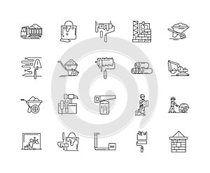 Build materials line icons, signs, vector set, outline illustration concept