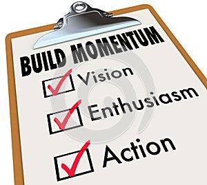 Build Momentum Checklist Clipboard Moving Forward