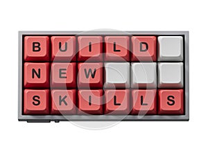 Build New skills symbol. Concept word Build New skills on Computer keyboard keys.Build New skills