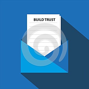 build trust in envelope on blue