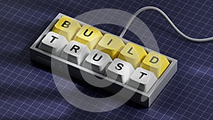 Build trust symbol. Computer keyboard keys with words Build trust.Build trust concept Conceptual image.