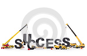 Build up success: Machines building success-word.