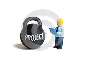 A builder with blueprints assesses the complexity of a project, a metaphor for a heavy weight