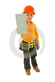 Builder boy holding notched