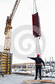 Builder at construction site