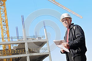 Builder at construction site