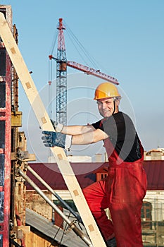 Builder at construction site