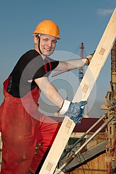 Builder at construction site