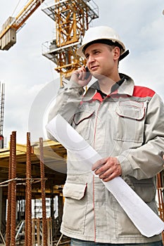 Builder at construction site