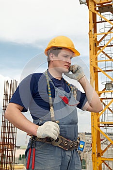 Builder at construction site