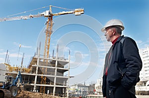 Builder at construction site
