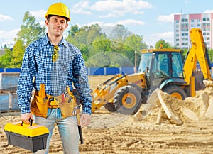 Builder on construction site