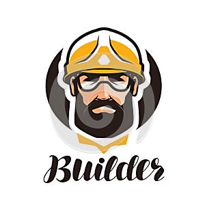 Builder, constructor logo. Industry, support, service, repair, overhaul icon or symbol.