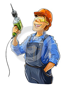 Builder with drill photo