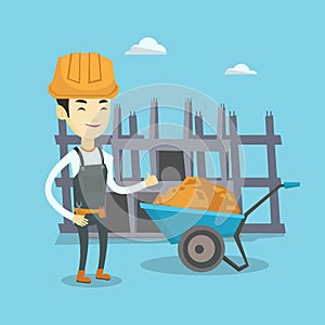 Builder giving thumb up vector illustration.