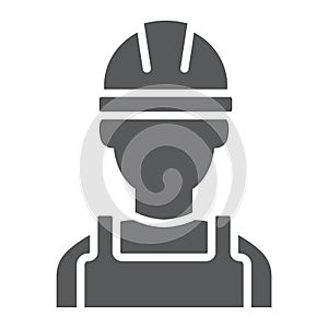 Builder glyph icon, engineer and man, construction worker sign, vector graphics, a solid pattern on a white background.
