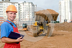 Builder inspector at construction photo