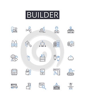 Builder line icons collection. Innovation , Creativity , Vision , Leadership , Tenacity , Resilience , Agility vector