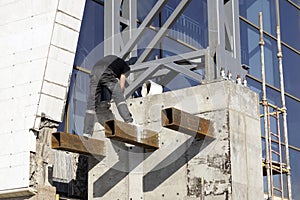 Builder man - bricklayers working photo