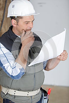 Builder man checks project