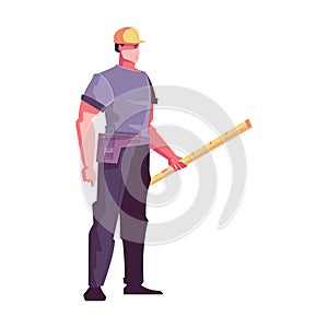 Builder With Ruler Composition