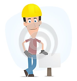 Builder stands beside the blank board