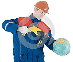 Builder, terrestrial globe and perforator