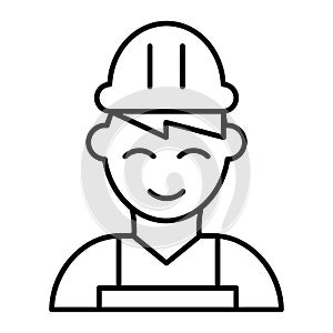 Builder thin line icon. Engineer vector illustration isolated on white. Worker outline style design, designed for web