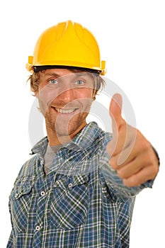 Builder with thumb up