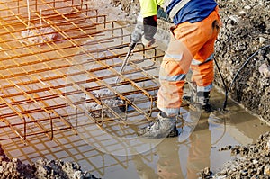 Builder using electric breaker to breaking concrete