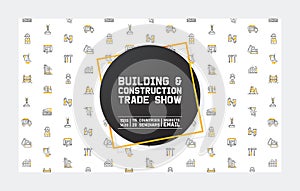 Builder vector building construction for newbuild backdrop outline industry illustration constructing industrial
