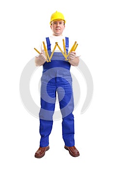Builder with wooden ruler