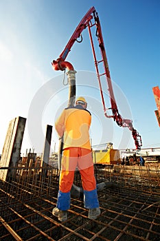 Builder worker at concrete work