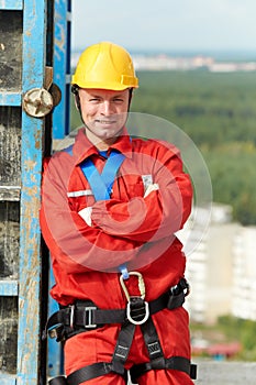 Builder worker at construction site